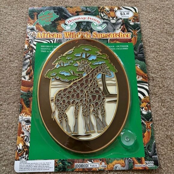 Hermitage Pottery African Wildlife Suncatcher Giraffes 1996 *New* - Picture 1 of 5